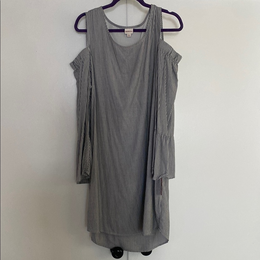 Merona Striped Cold Shoulder Dress - Black and White